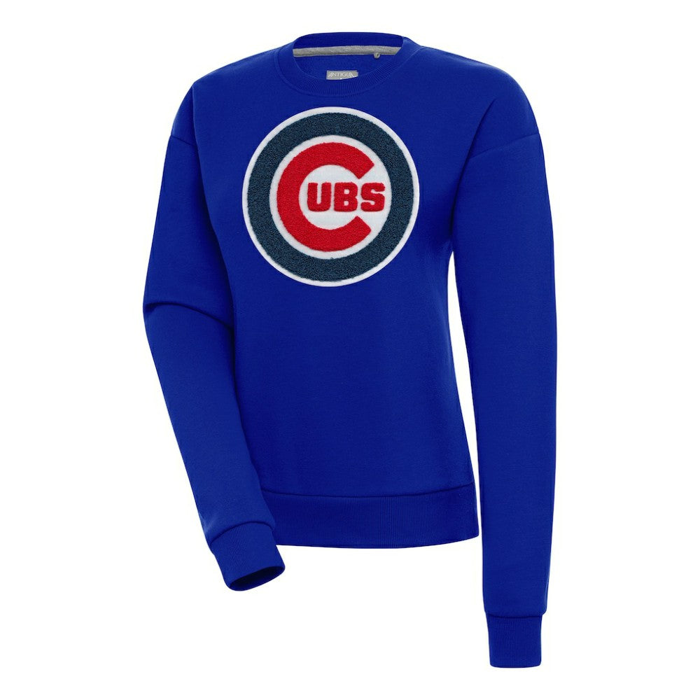 Chicago Cubs Antigua Women's Victory Chenille Pullover Sweatshirt - Royal Pullover