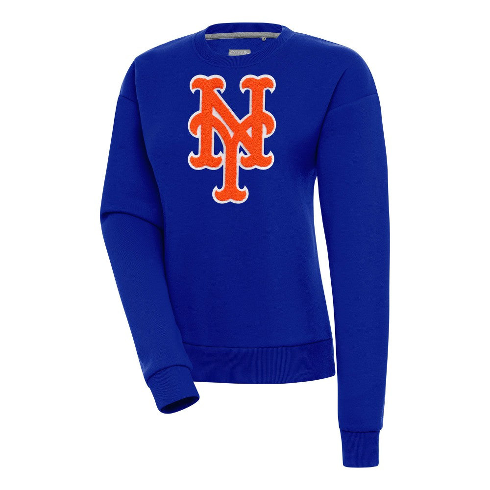 New York Mets Antigua Women's Victory Chenille Pullover Sweatshirt - Royal Pullover