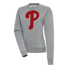Philadelphia Phillies Antigua Women's Victory Chenille Pullover Sweatshirt - Heather Gray Pullover