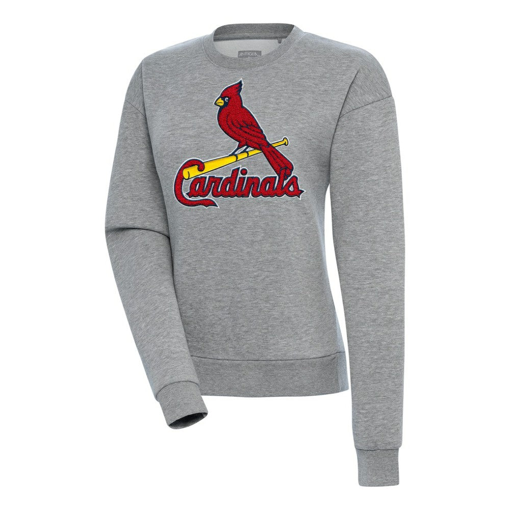 St. Louis Cardinals Antigua Women's Victory Chenille Pullover Sweatshirt - Heather Gray Pullover