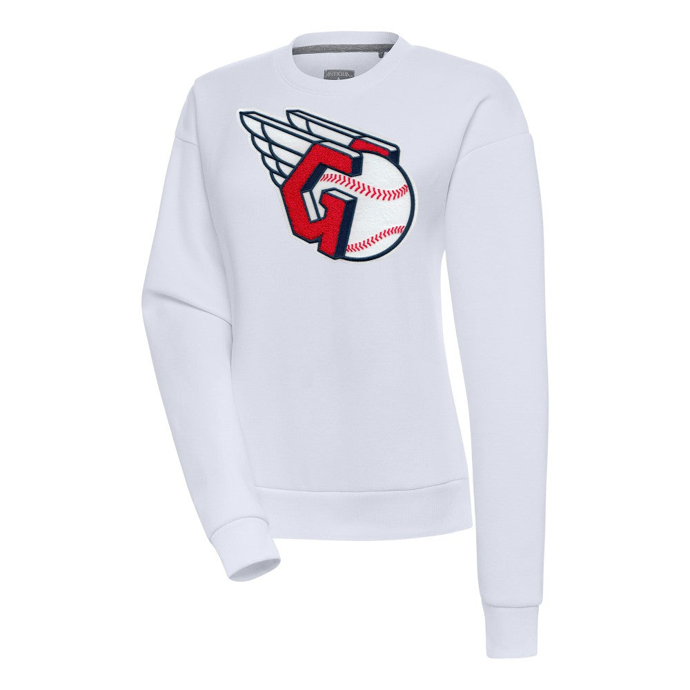 Cleveland Guardians Antigua Women's Victory Chenille Pullover Sweatshirt - White Pullover