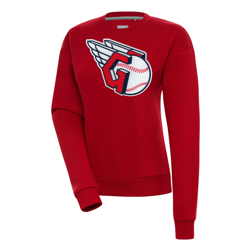 Cleveland Guardians Antigua Women's Victory Chenille Pullover Sweatshirt - Red Pullover