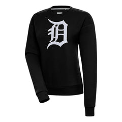 Detroit Tigers Antigua Women's Victory Chenille Pullover Sweatshirt - Black Pullover