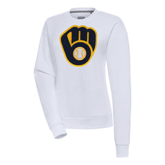 Milwaukee Brewers Antigua Women's Victory Chenille Pullover Sweatshirt - White Pullover