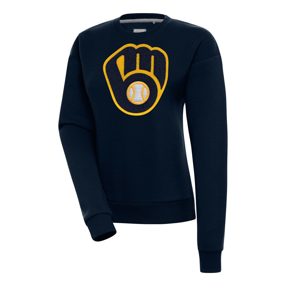 Milwaukee Brewers Antigua Women's Victory Chenille Pullover Sweatshirt - Navy Pullover