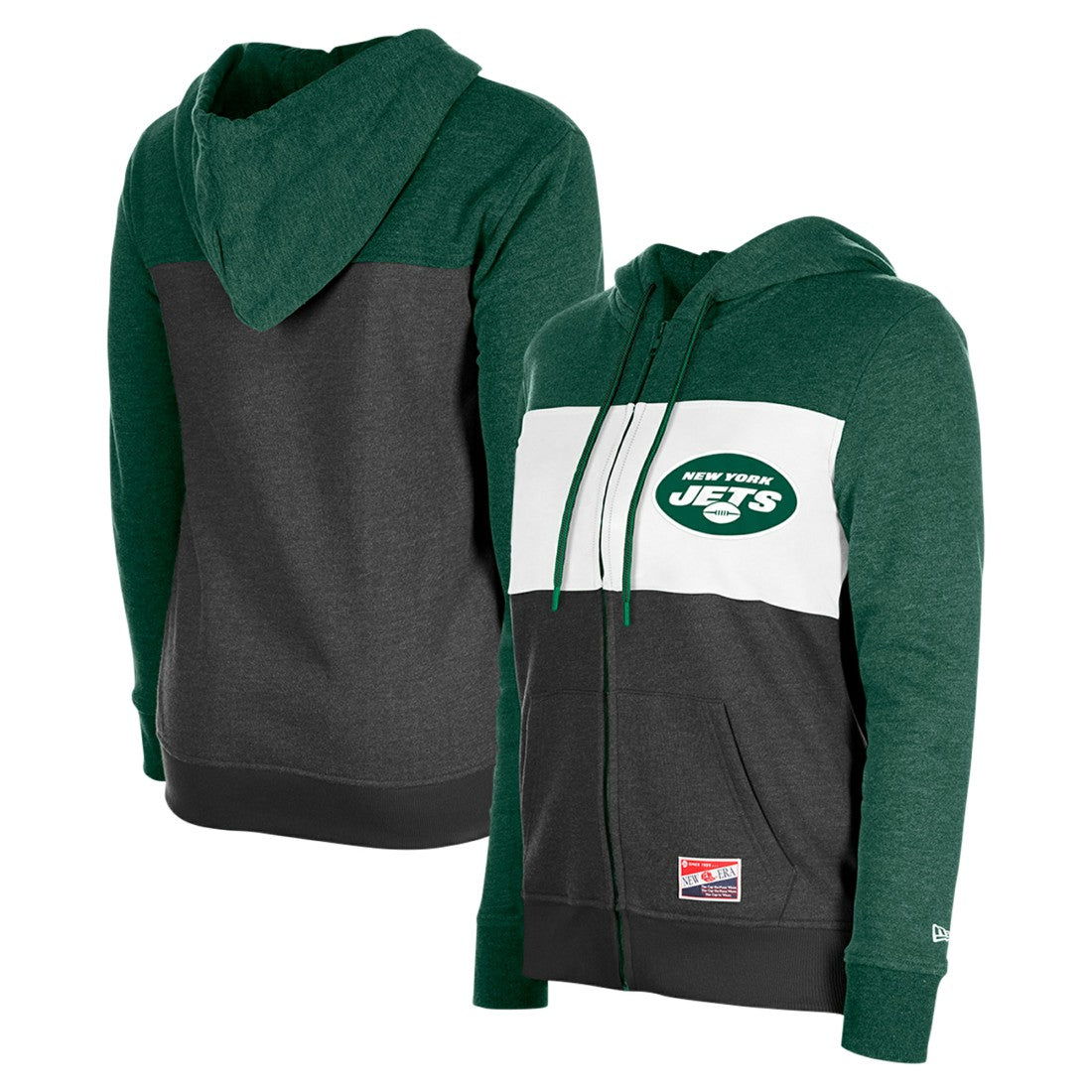 New York Jets New Era Women's Color-Block Full-Zip Hoodie Green
