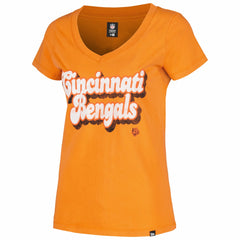 Cincinnati Bengals New Era Women's Enzyme Wash Low V-Neck T-Shirt Orange