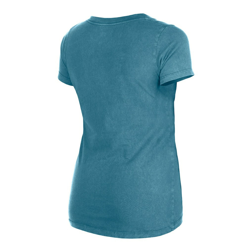 Miami Dolphins New Era Women's Enzyme Wash Low V-Neck T-Shirt Aqua