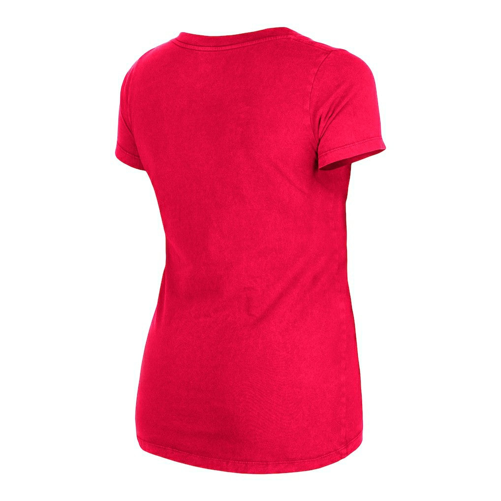 San Francisco 49ers New Era Women's Enzyme Wash Low V-Neck T-Shirt Scarlet