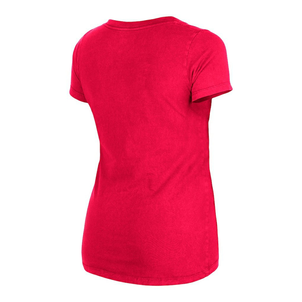 San Francisco 49ers New Era Women's Enzyme Wash Low V-Neck T-Shirt Scarlet