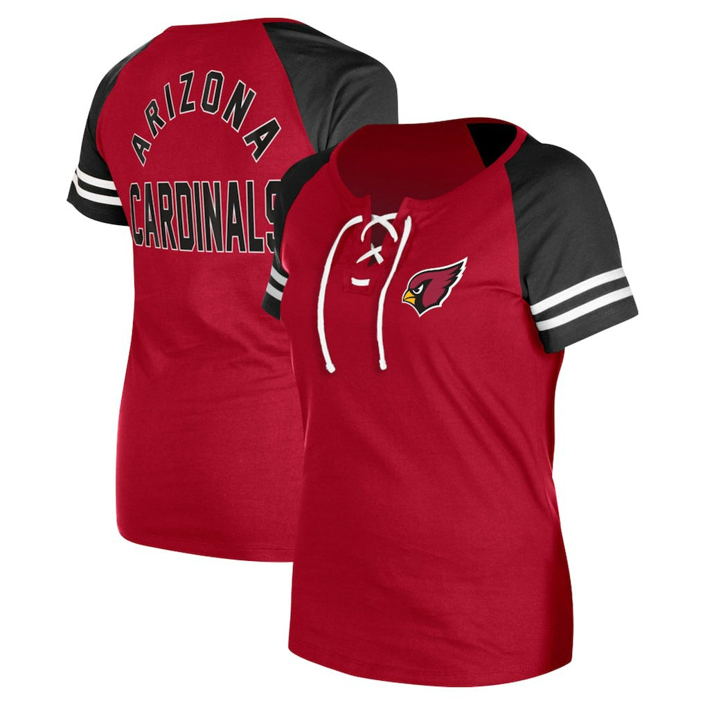 Arizona Cardinals New Era Women's Lace-Up Raglan T-Shirt Cardinal
