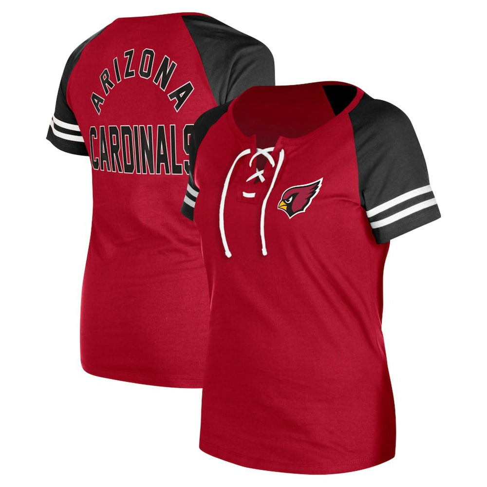 Arizona Cardinals New Era Women's Lace-Up Raglan T-Shirt Cardinal