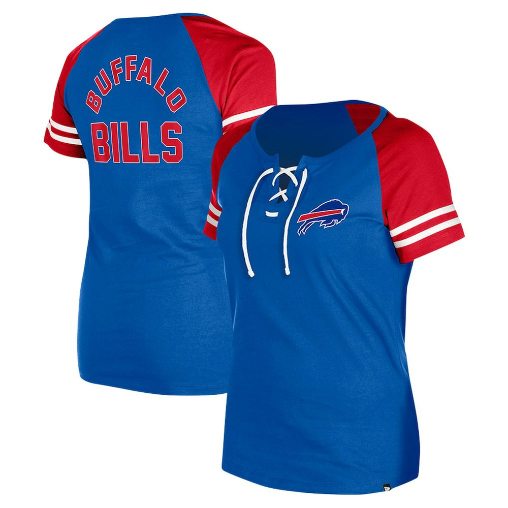 Buffalo Bills New Era Women's Lace-Up Raglan T-Shirt Royal