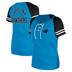 Carolina Panthers New Era Women's Lace-Up Raglan T-Shirt Blue