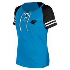 Carolina Panthers New Era Women's Lace-Up Raglan T-Shirt Blue