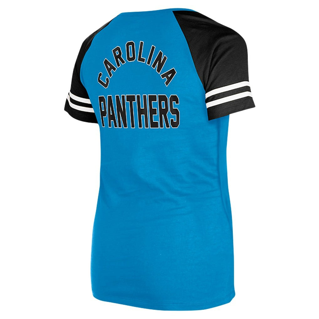 Carolina Panthers New Era Women's Lace-Up Raglan T-Shirt Blue