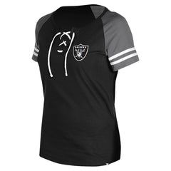 Las Vegas Raiders New Era Women's Lace-Up Raglan T-Shirt Black