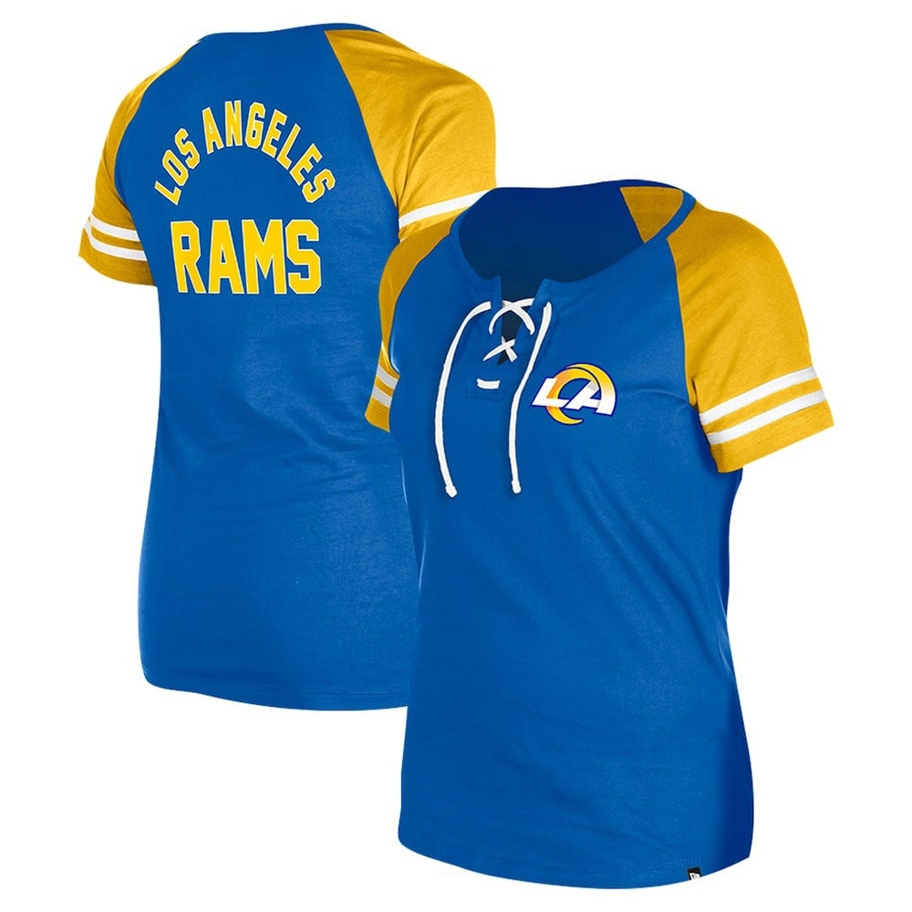 Los Angeles Rams New Era Women's Lace-Up Raglan T-Shirt Royal