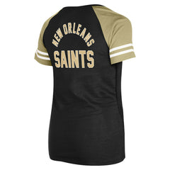 New Orleans Saints New Era Women's Lace-Up Raglan T-Shirt Black