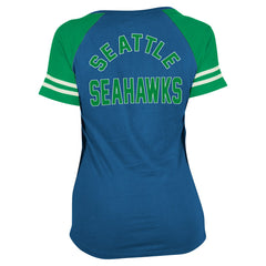 Seattle Seahawks New Era Women's Throwback Lace-Up Raglan T-Shirt Royal