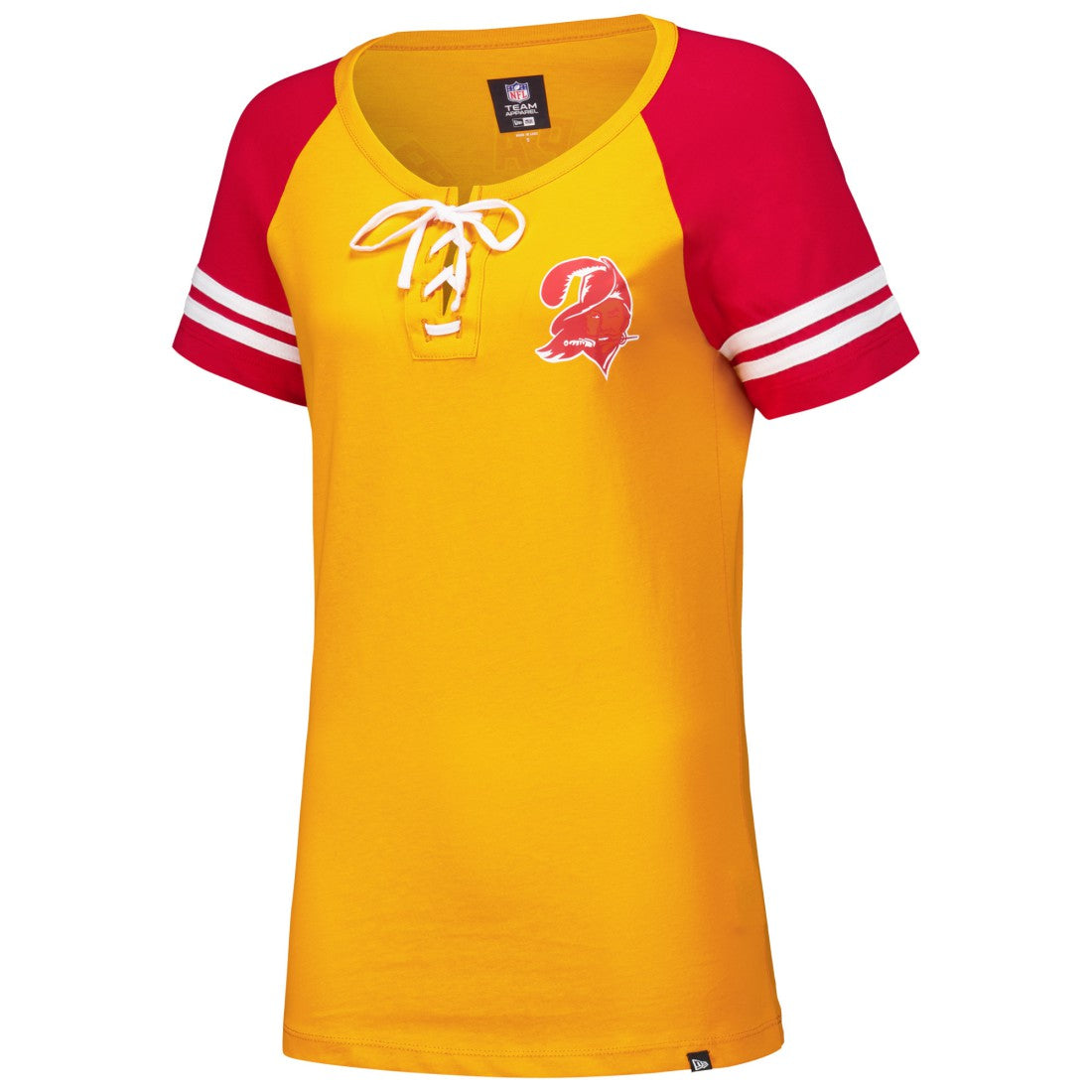 Tampa Bay Buccaneers New Era Women's Throwback Lace-Up Raglan T-Shirt Orange