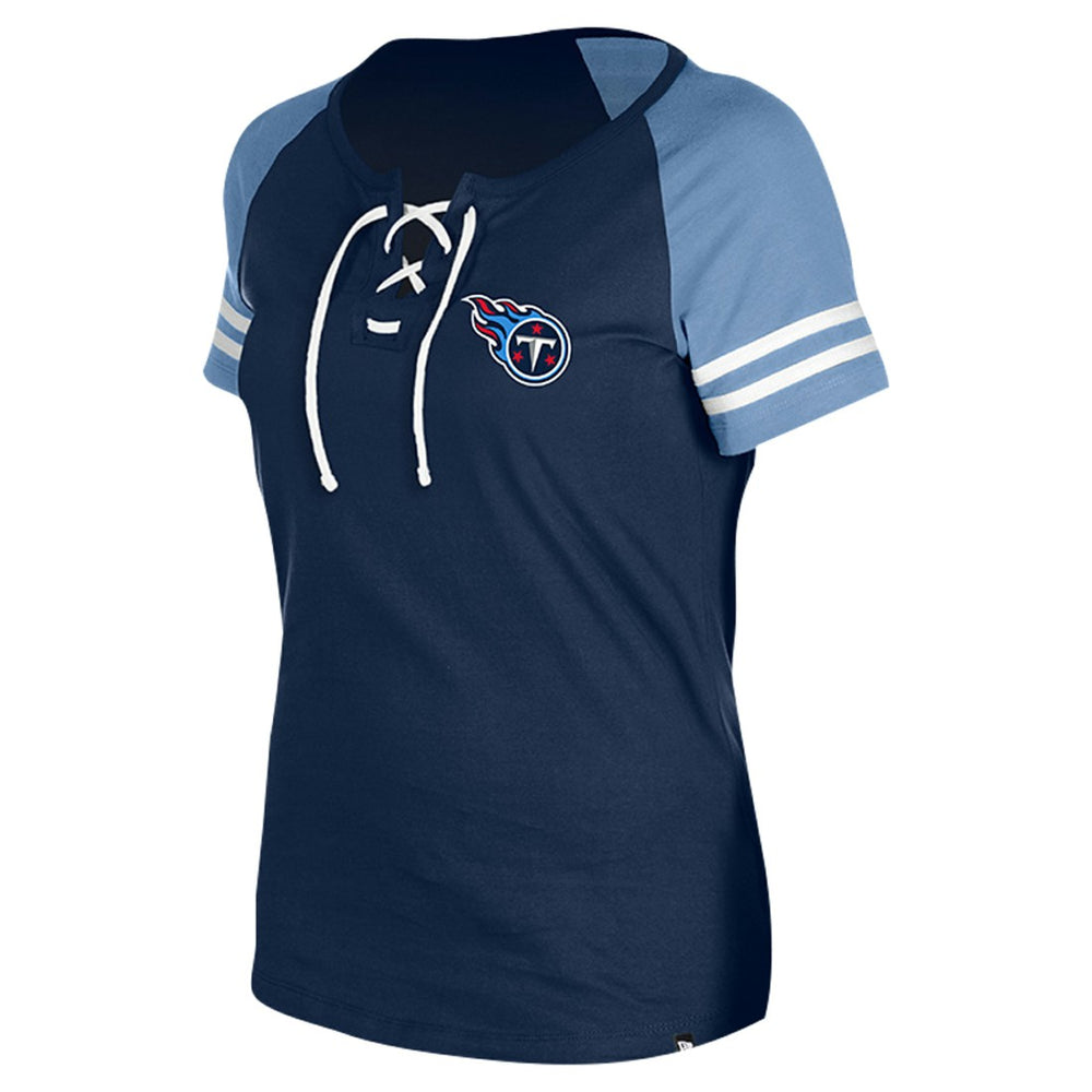 Tennessee Titans New Era Women's Lace-Up Raglan T-Shirt Navy