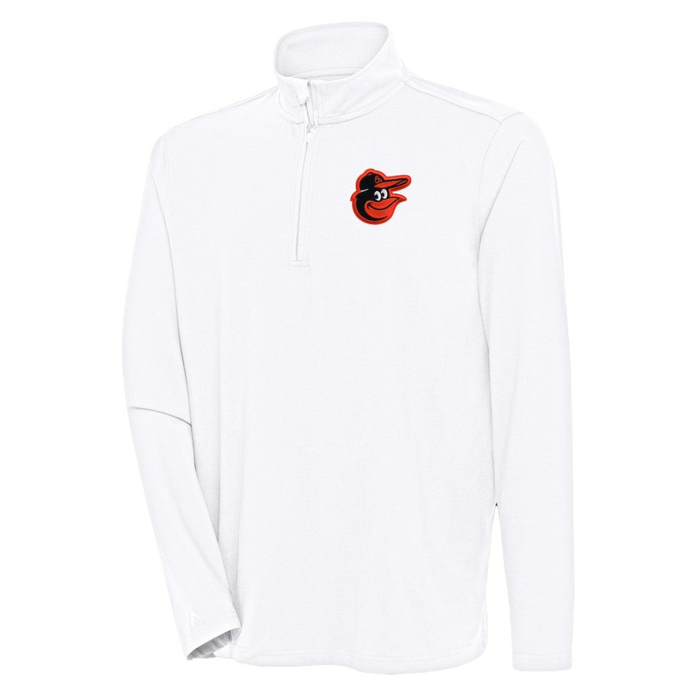 Baltimore Orioles Antigua Hunk Quarter-Zip Pullover Top - White Pullover