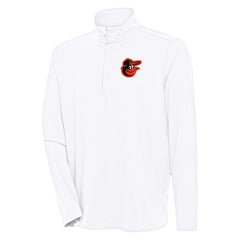 Baltimore Orioles Antigua Hunk Quarter-Zip Pullover Top - White Pullover