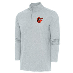 Baltimore Orioles Antigua Hunk Quarter-Zip Pullover Top - Heather Gray Pullover