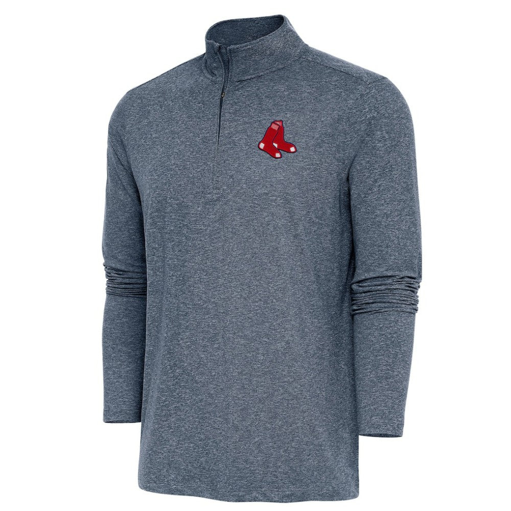 Boston Red Sox Antigua Hunk Quarter-Zip Pullover Top - Heather Navy Pullover