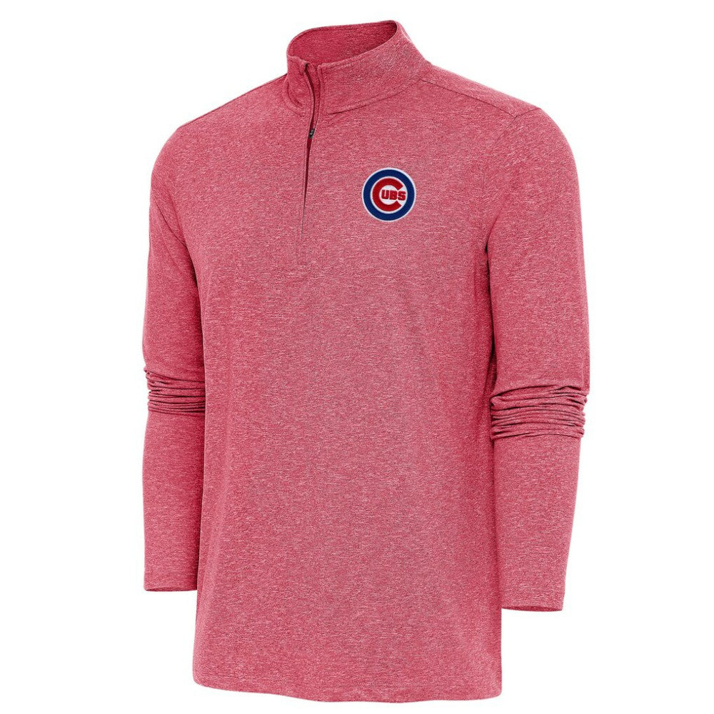 Chicago Cubs Antigua Hunk Quarter-Zip Pullover Top - Heather Red Pullover