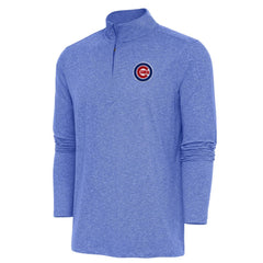 Chicago Cubs Antigua Hunk Quarter-Zip Pullover Top - Heather Royal Pullover