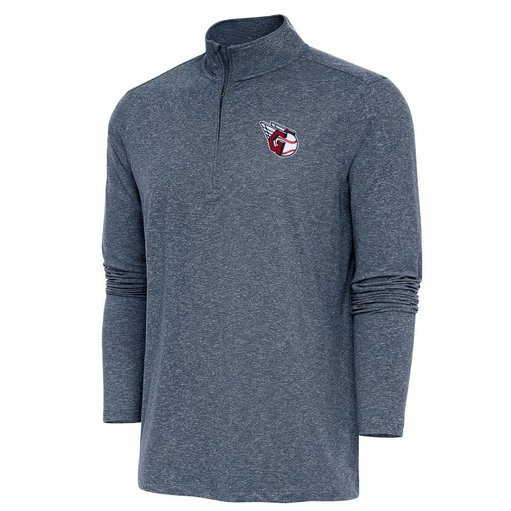 Cleveland Guardians Antigua Hunk Quarter-Zip Pullover Top - Heather Navy Pullover
