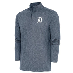 Detroit Tigers Antigua Hunk Quarter-Zip Pullover Top - Heather Navy Pullover