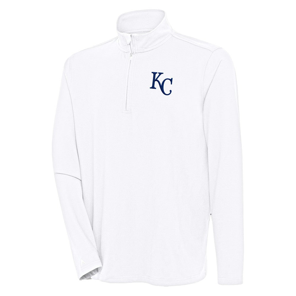 Kansas City Royals Antigua Hunk Quarter-Zip Pullover Top - White Pullover