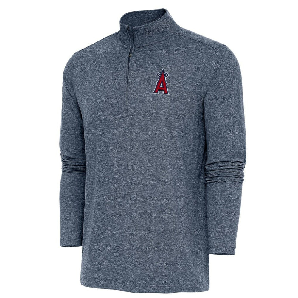 Los Angeles Angels Antigua Hunk Quarter-Zip Pullover Top - Heather Navy Pullover