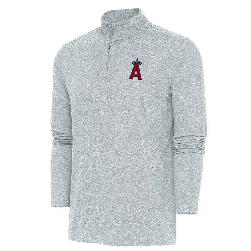 Los Angeles Angels Antigua Hunk Quarter-Zip Pullover Top - Heather Gray Pullover