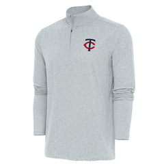 Minnesota Twins Antigua Hunk Quarter-Zip Pullover Top - Heather Gray Pullover