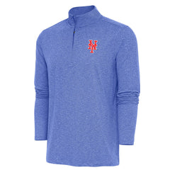 New York Mets Antigua Hunk Quarter-Zip Pullover Top - Heather Royal Pullover