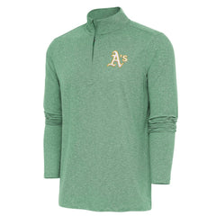 Athletics Antigua Hunk Quarter-Zip Pullover Top - Heather Green Pullover