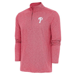 Philadelphia Phillies Antigua Hunk Quarter-Zip Pullover Top - Heather Red Pullover