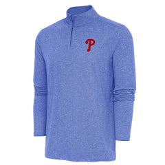 Philadelphia Phillies Antigua Hunk Quarter-Zip Pullover Top - Heather Royal Pullover