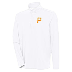 Pittsburgh Pirates Antigua Hunk Quarter-Zip Pullover Top - White Pullover