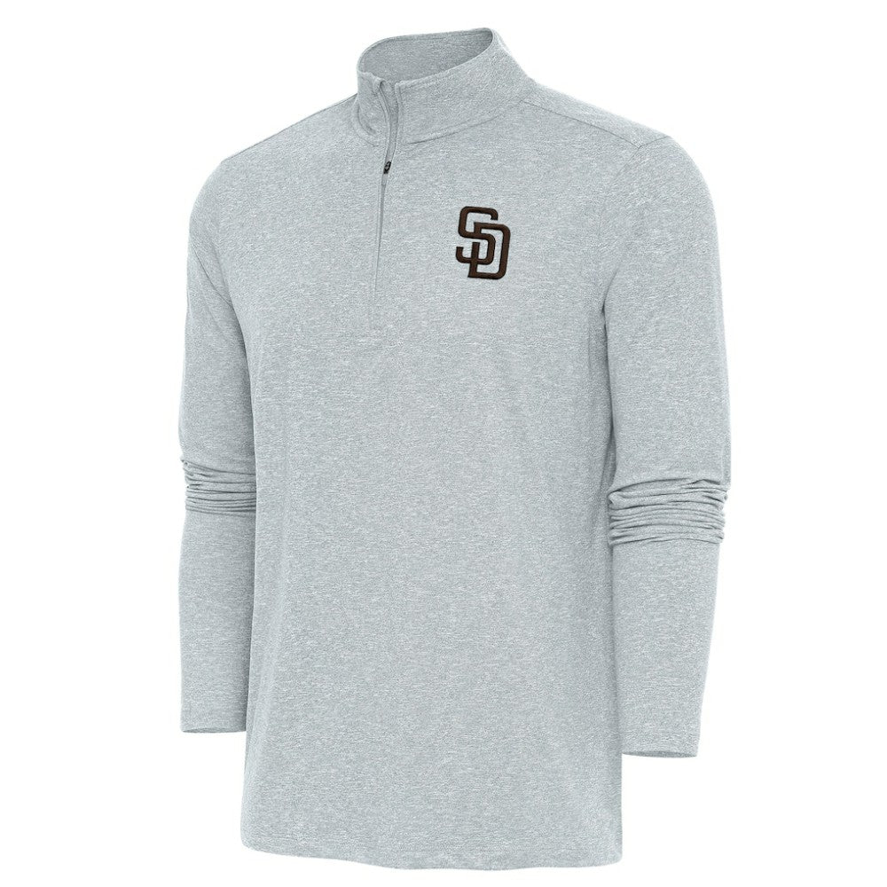 San Diego Padres Antigua Hunk Quarter-Zip Pullover Top - Heather Gray Pullover