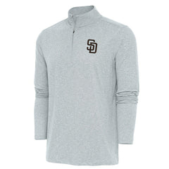 San Diego Padres Antigua Hunk Quarter-Zip Pullover Top - Heather Gray Pullover