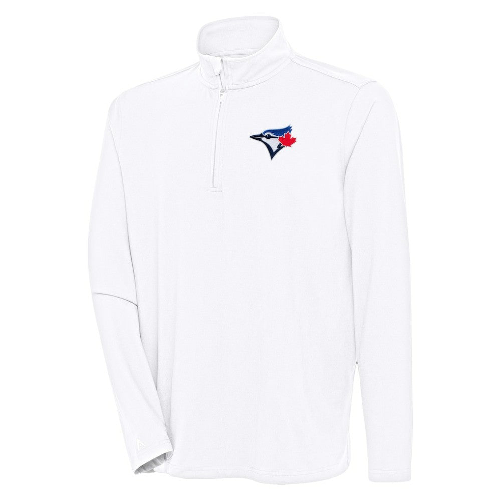 Toronto Blue Jays Antigua Hunk Quarter-Zip Pullover Top - White Pullover