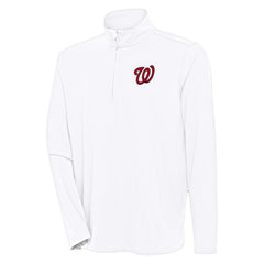 Washington Nationals Antigua Hunk Quarter-Zip Pullover Top - White Pullover