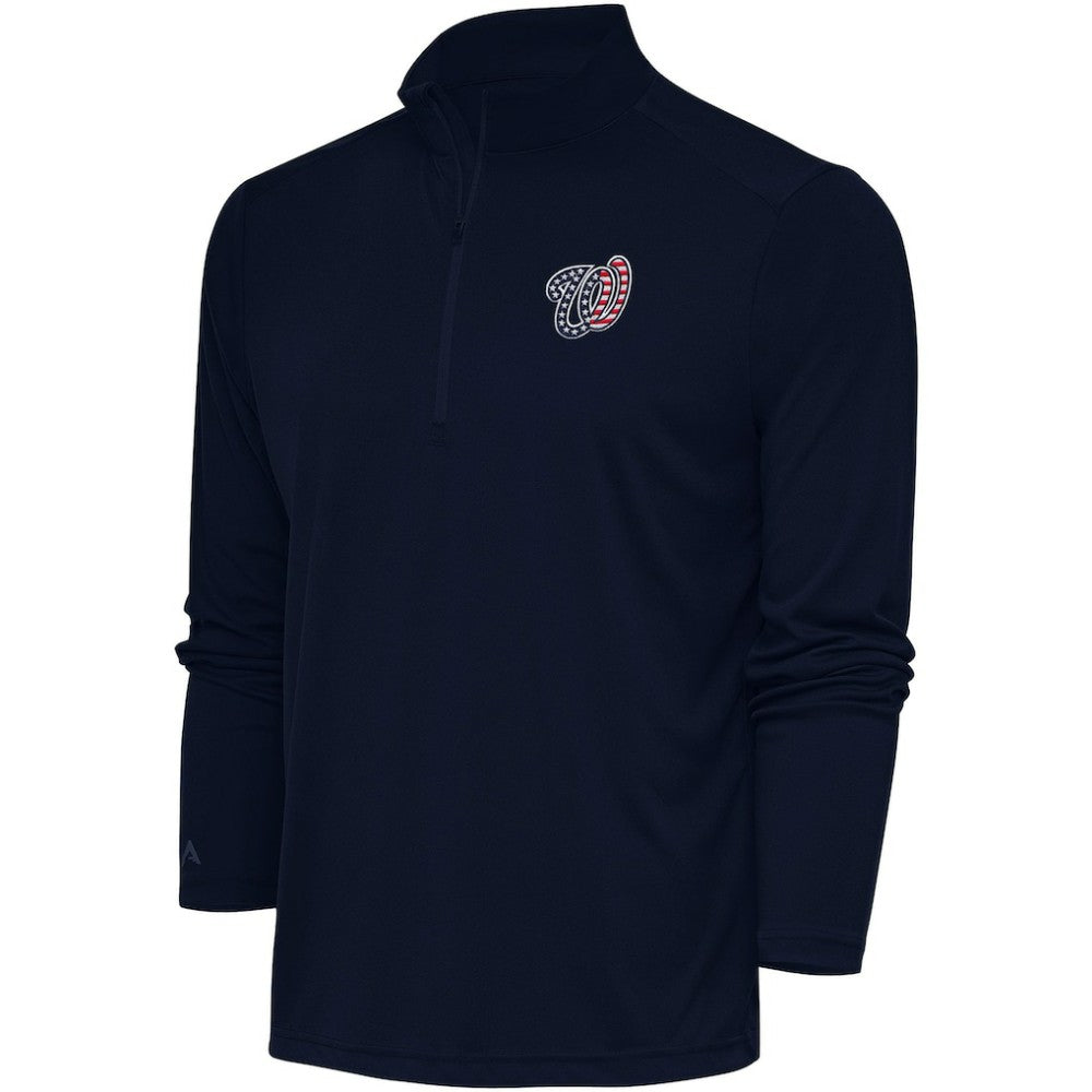Washington Nationals Antigua Patriotic Tribute Quarter-Zip Pullover Top - Navy Pullover