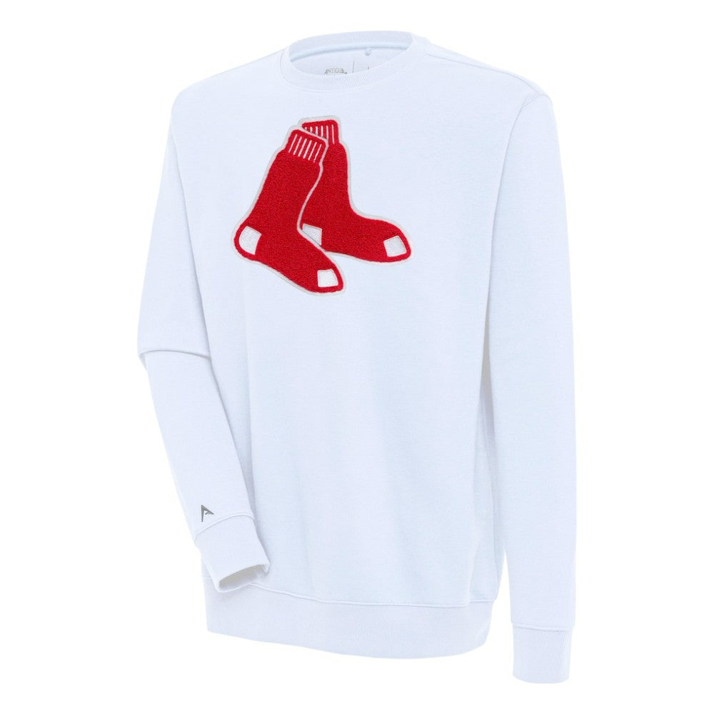 Boston Red Sox Antigua Victory Crewneck Chenille Pullover Sweatshirt - White Pullover