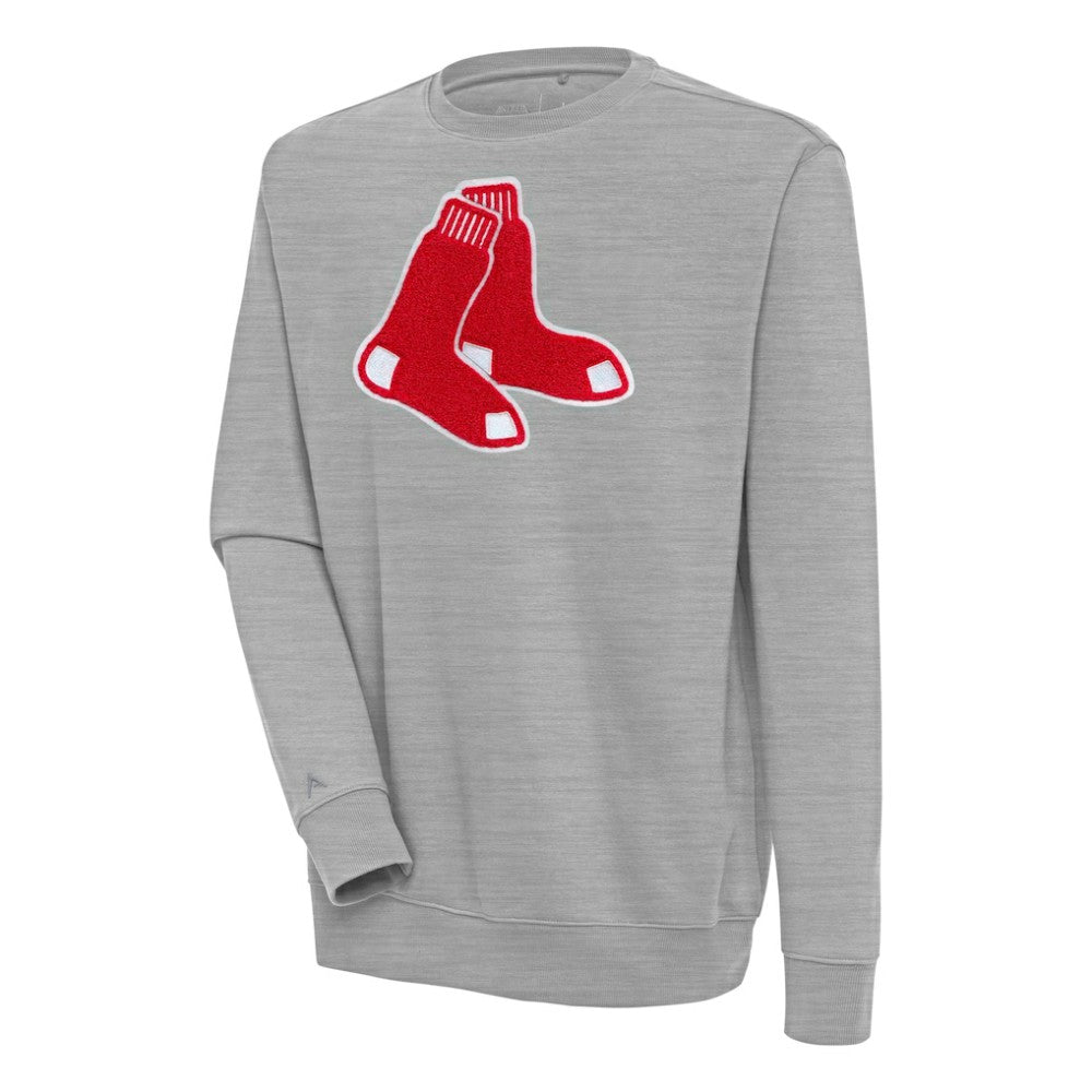 Boston Red Sox Antigua Victory Crewneck Chenille Pullover Sweatshirt - Heather Gray Pullover